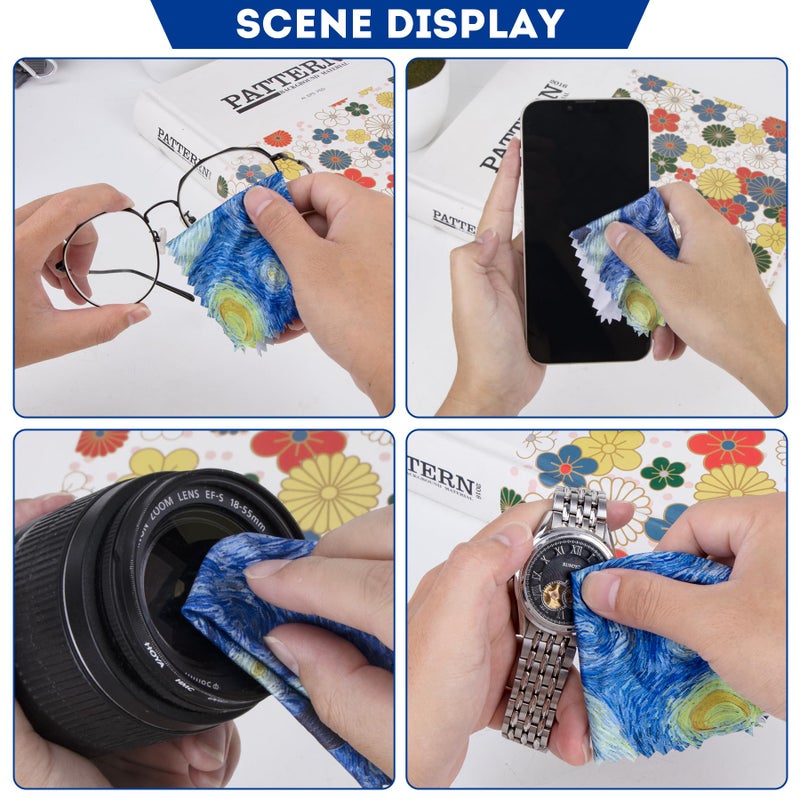 PG6 Pattern Printed Soft Microfiber Cleaning Cloths 12 Pieces for Eyeglasses (Pattern Randomly Sent), Camera Kens, Cell Phones, CD, DVD, Computers, Tablets, Laptops, Telescope, LCD Screens - Image 4